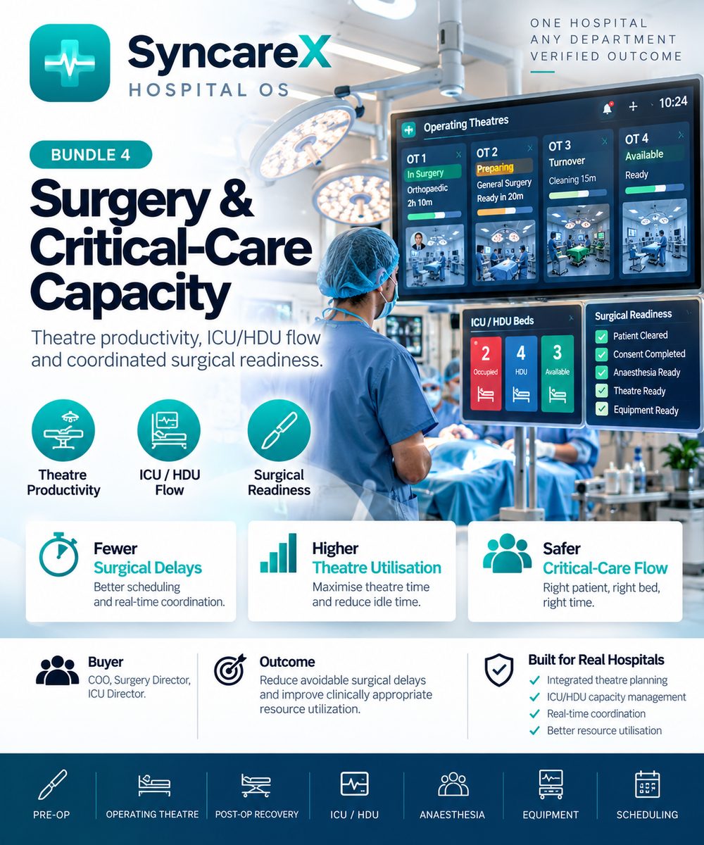 SyncareX Bundle 4: Surgery & Critical-Care Capacity